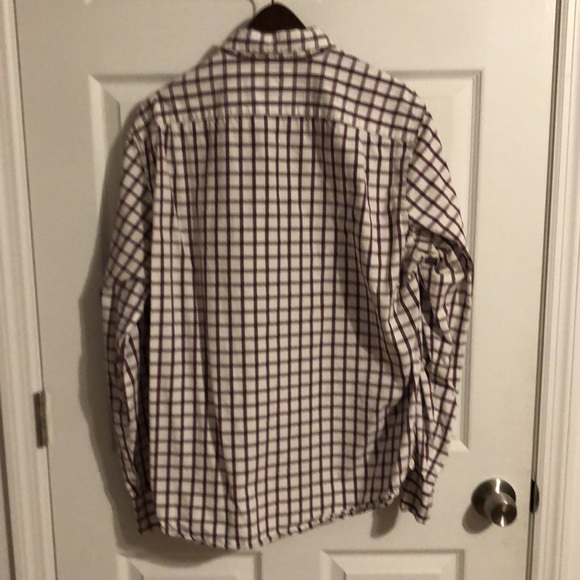 J. Crew check button down shirt. White with purple Checks. L. - Picture 3 of 3